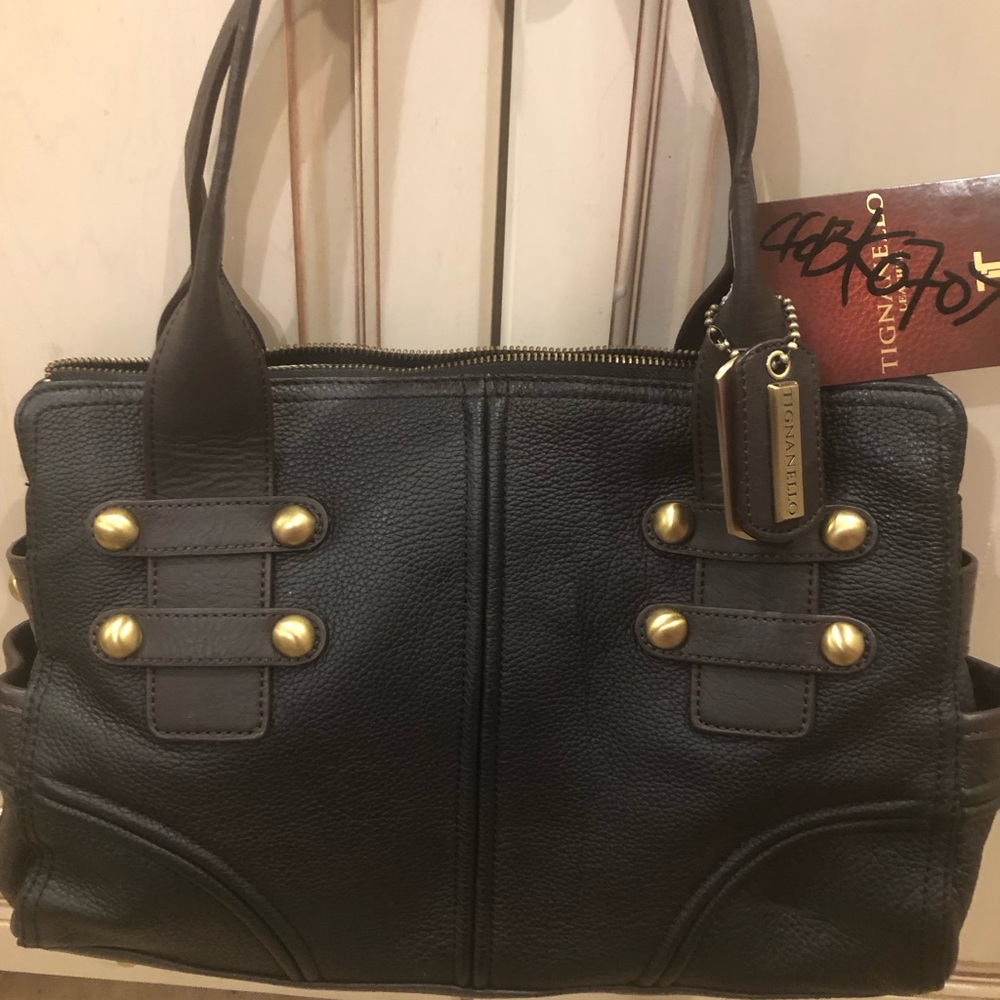 Tignanello Black & Brown Leather Shoulder Bag🎁